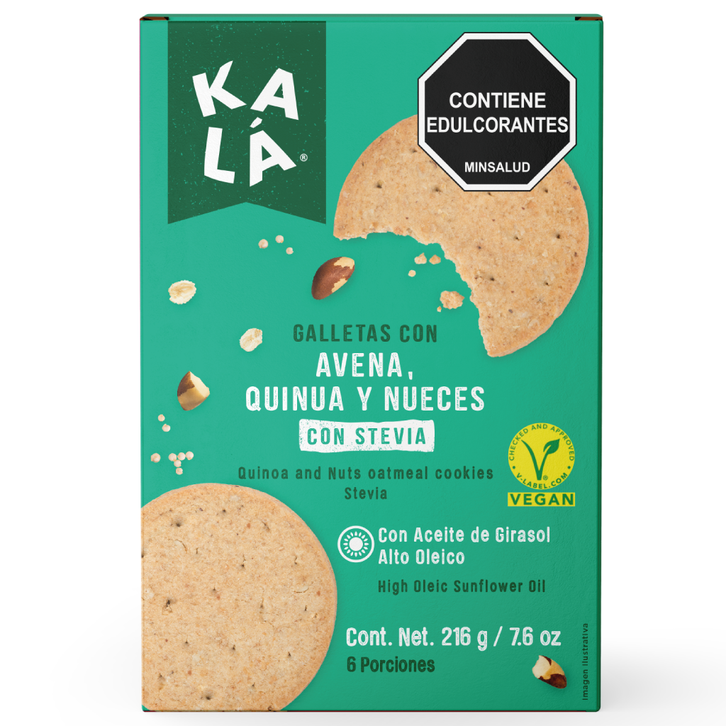 Galletas Veganas Sin Azúcar Avena, Quinua y Nueces x 216 gramos