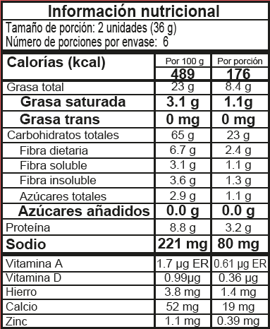 Galletas Veganas Sin Azúcar Avena, Almendras y Chía x 216 gramos